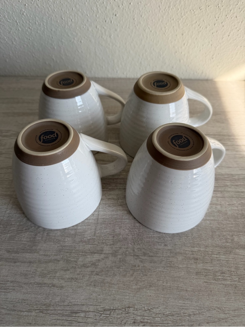 Food Network Farmstead White Stoneware Mugs Set Of 4